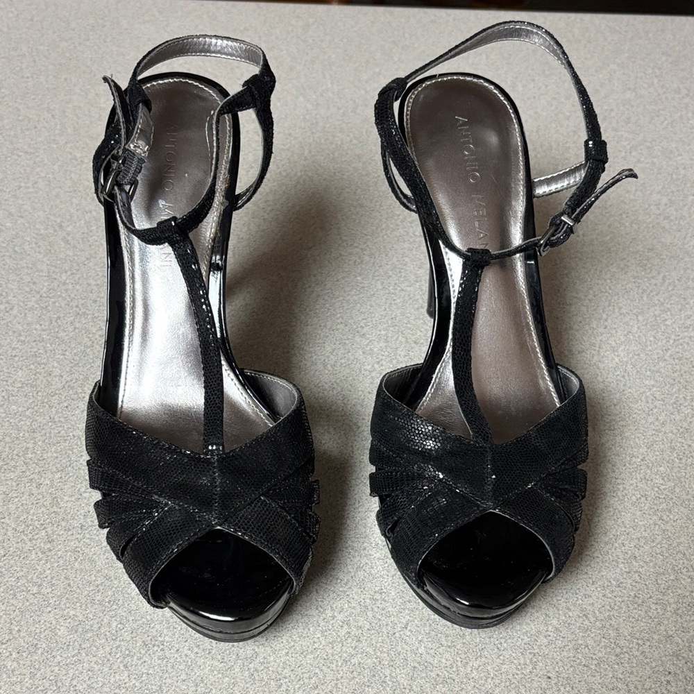ANTONIO MELANI Black Strappy Heels size 8.5